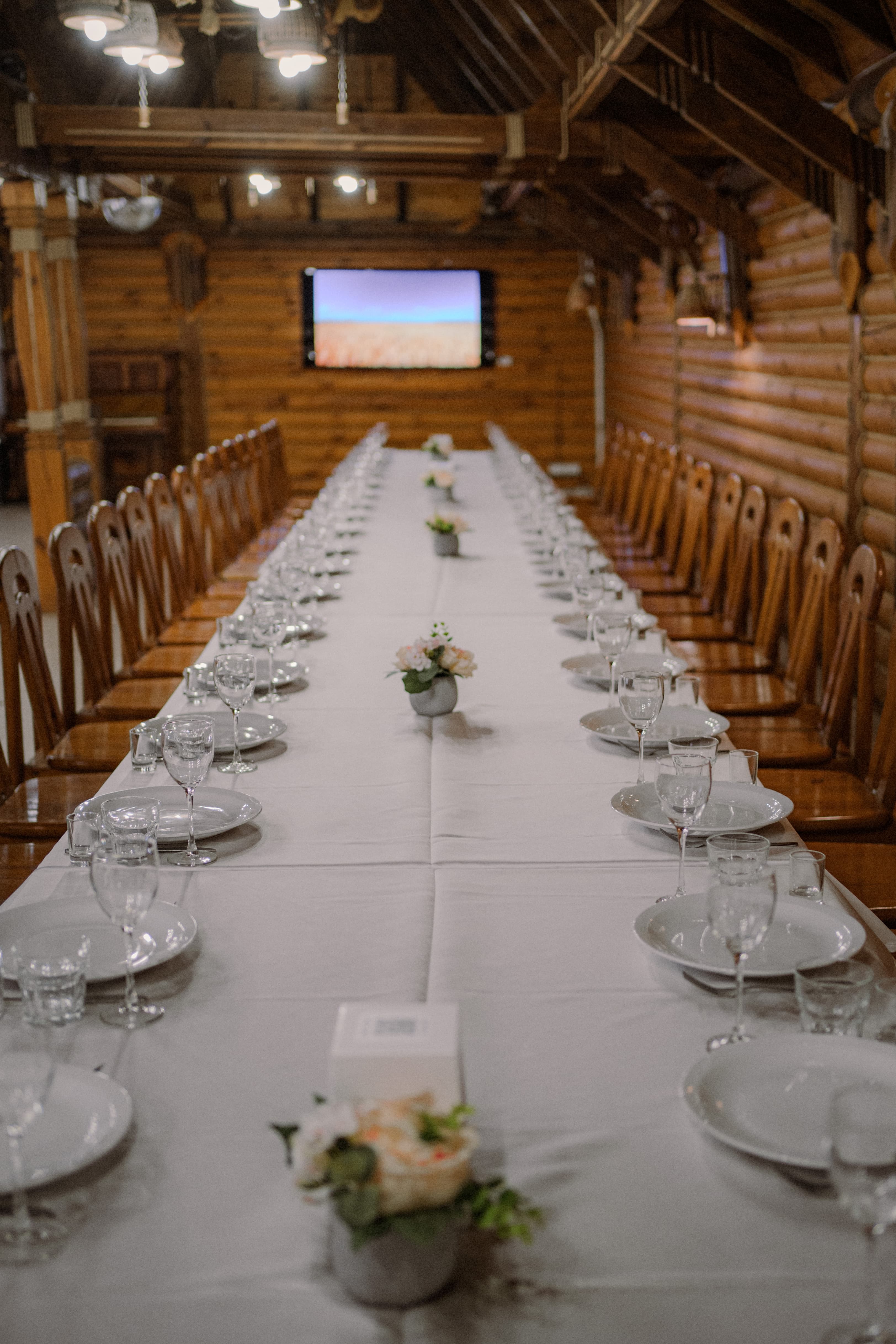Banquet table in the restaurant